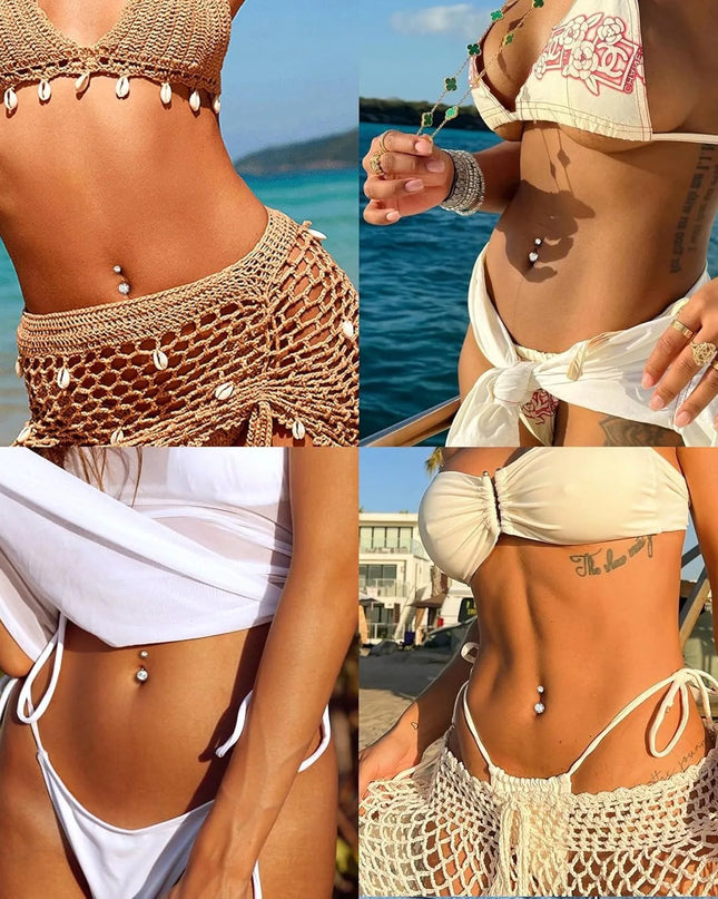 Bobisty Belly Button Rings 316L Surgical Steel Hypoallergenic Belly Button Rings Shiny CZ Belly Button Piercing Jewelry