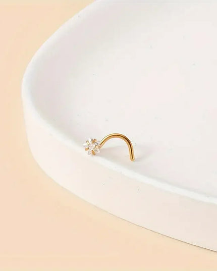 1pc Star-Shaped Heart Cubic Zirconia S Nose Stud Pierced Hook Nose Ring Stainless Steel Nose Piercing Jewelry Gift
