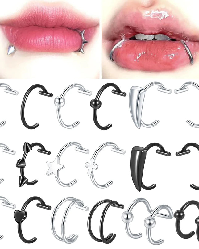 1PC Stainless Steel Fake Nose Ring Hoop Septum Rings Non-Pierced C Clip Lip Ring Earring Fake Nose Piercings Women Body Jewelry