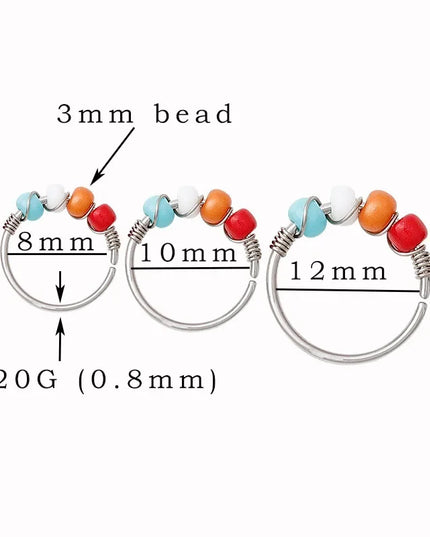 Stainless Steel Nose Rings for Women Bohemia Bead Septum Nose Piercing Jewelry Septum Hoop Ring Body Jewelry
