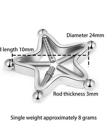 ● 1Pc Stainless Steel Adjustable Nipple Rings For Women, Star Shaped Clip On Nipple Ring Fake Nipple Piercing Jewelry