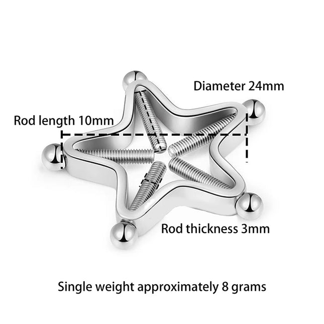 ● 1Pc Stainless Steel Adjustable Nipple Rings For Women, Star Shaped Clip On Nipple Ring Fake Nipple Piercing Jewelry
