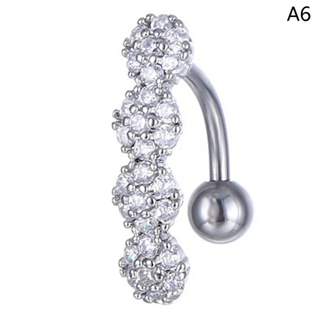 Crystal Belly Button Ring Animal Shape Belly Piercing Stainless Steel Heart Navel Curved Barbell Rings Sexy Body Jewelry