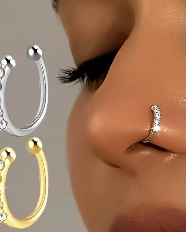 Fashion Hypoallergenic Fake Nose Rings Adjustable Silver Gold Color False Nose Rings Nose Nails Women