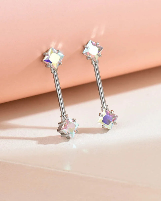 316L Stainless Steel Nipple Ring 14G Barbell Nipple Piercing Jewelry CZ Body Piercing Nipple Rings Unisex