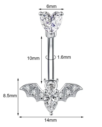 1PCS Bat Belly Button Piercing Jewelry 14G Claw Belly Ring Body Piercing Bee Navel Piercing Heart Belly Bars Piercings Ombligo