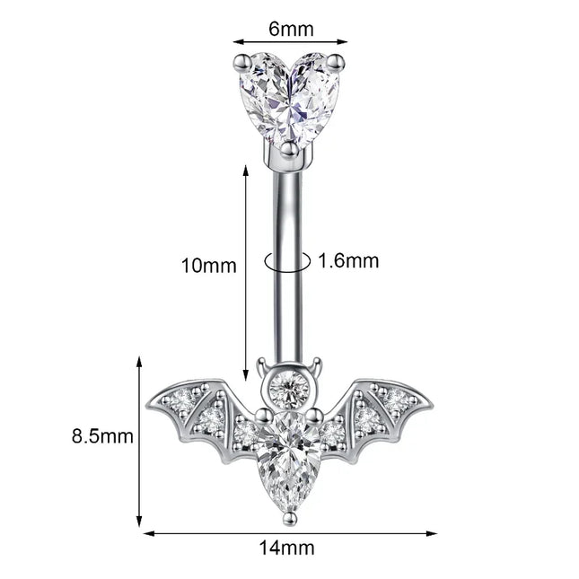 1PCS Bat Belly Button Piercing Jewelry 14G Claw Belly Ring Body Piercing Bee Navel Piercing Heart Belly Bars Piercings Ombligo
