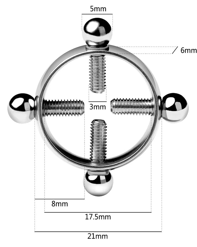 1Pcs Stainless steel cross nipple ring with adjustable nipple clip without piercing