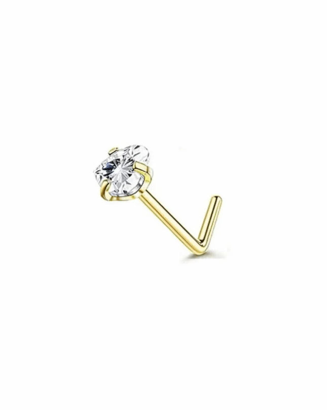 15Pcs Mixed Double Nose Rings L Ring Hoop Hypoallergenic Body Clips Hoop Rhinestone Nose Piercing Jewelry Piercing Studs