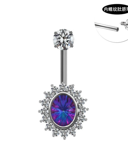 Fashion Crystal Belly Piercing Navel Ring Body Accessories Trigrams Flower Belly Button Piercing Ombligo Studs Jewelry