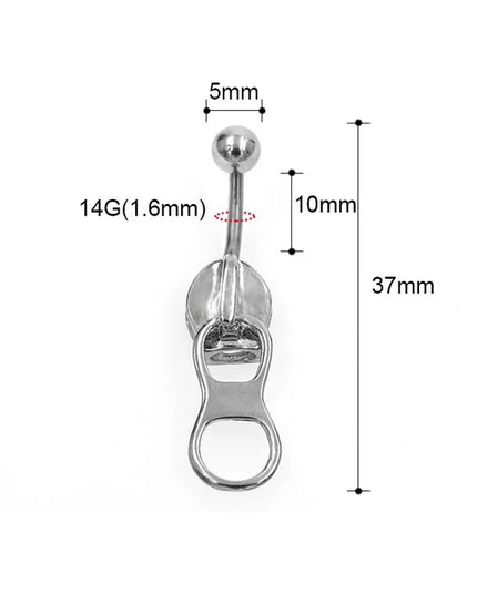 Punk Belly Button Rings Stainless Steel Navel Nail Creative Zipper Navel Ring For Women Girls Body Piercing Jewelry GiftsHot