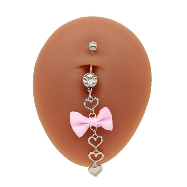Beautiful Bow Belly Button Ring for Women Heart-shaped Belly Piercing Jewerly Surgical Steel Body Piercing Jewelry