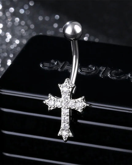 Fashion Sexy Piercing Navel Nail Body Jewelry For Women Girls Personalized Simple Cross Pendant Belly Button Rings Gifts