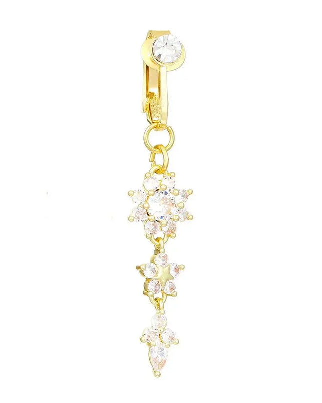 Clip On Belly Button Ring Fashion Navel Piercing Flower Pendant Belly Button Rings Belly Piercing Body Jewelry Sexy Dangle