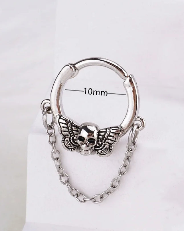 Heart Pearl Nose Rings Pointed Cone Love Lip Pierced Horseshoe Ring Skull Butterfly Nose Septum Piercing Earrings Tragus Jewelry
