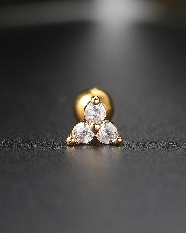 Ear Piercing For Women Pierced Earring Daith Helix Flat Lobe Star Plant Lightning Zircon Stainless Steel Ear Hoop Jewelry Gift