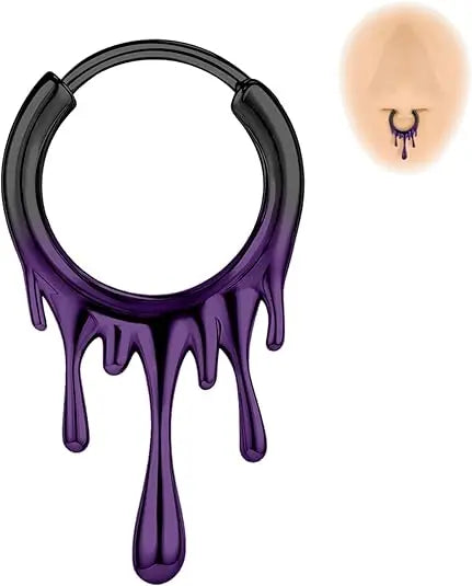 1Pcs Ombre Color Stainless Steel Nose Ring 18G Septum Ring Lava Irregular Pattern Earring Jewelry 10mm