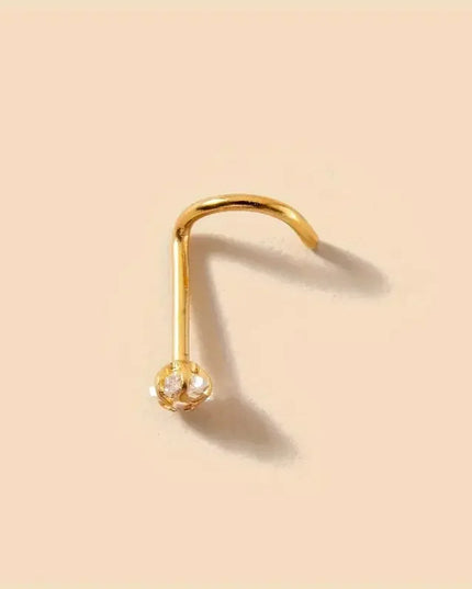 1pc Star-Shaped Heart Cubic Zirconia S Nose Stud Pierced Hook Nose Ring Stainless Steel Nose Piercing Jewelry Gift