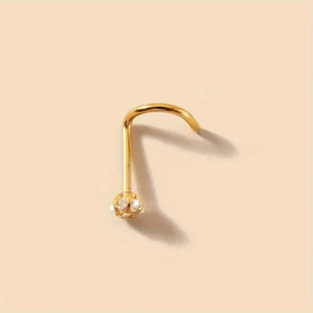 1pc Star-Shaped Heart Cubic Zirconia S Nose Stud Pierced Hook Nose Ring Stainless Steel Nose Piercing Jewelry Gift