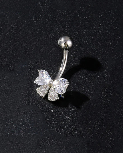 Women's Sexy Belly Button Ring Stainless Steel Navel Piercing with Butterfly Flower Design Body Jewelry
