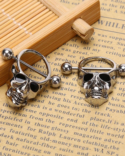 Hot! Skull Bars Nipple Ring Piercing Bar Stainless Steel Barbell Body Breast Jewelry