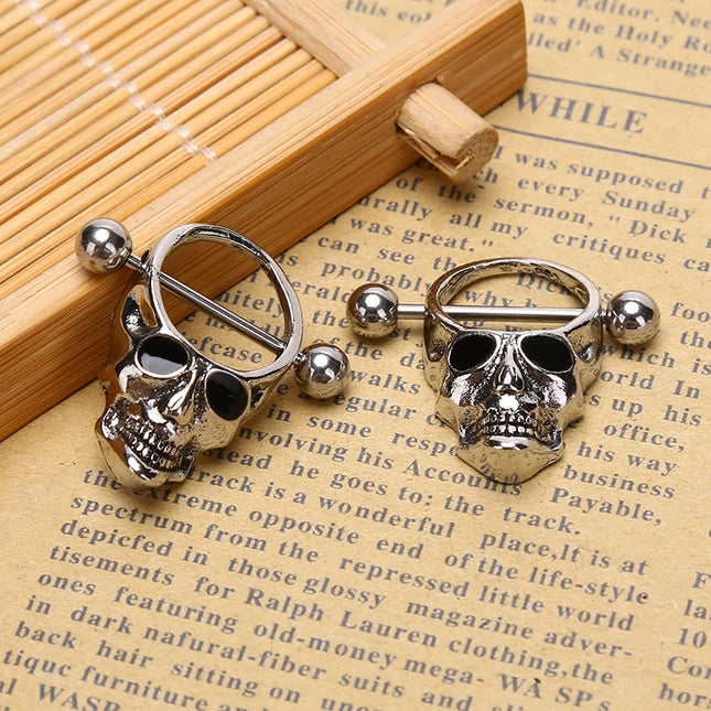 Hot! Skull Bars Nipple Ring Piercing Bar Stainless Steel Barbell Body Breast Jewelry