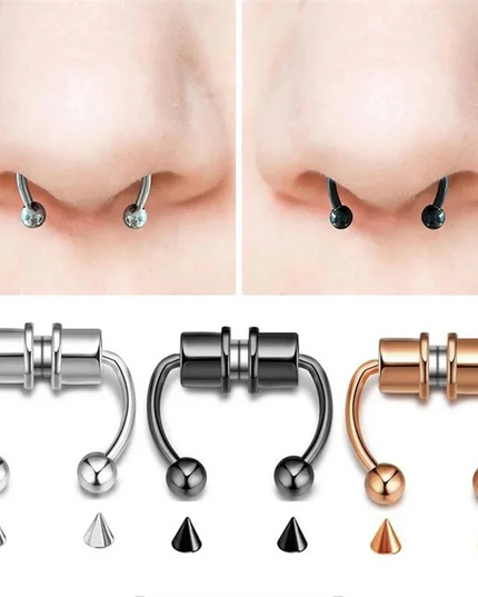 Magnetic Horseshoe Nose Rings, 316L Stainless Steel, Faux Septum Rings, Fake Piercing, Clip on, Hoop Rings, Gift for Women, Girl