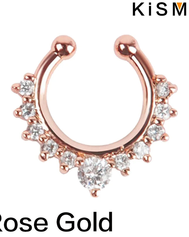 1PC Fashion Rhinestone Nose Ring Lip Ring Faux Septum Rings Unisex Jewelry Perfect for Women Men Stylish Earring Set