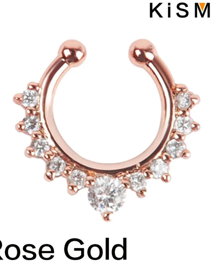 1PC Fashion Rhinestone Nose Ring Lip Ring Faux Septum Rings Unisex Jewelry Perfect for Women Men Stylish Earring Set