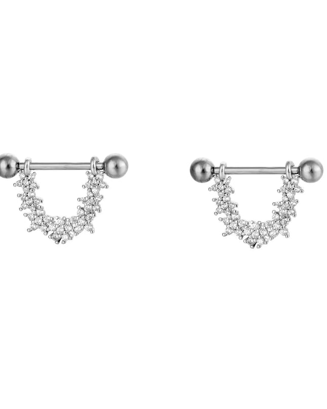 Sexy Nipple Ring Stainless Steel Zircon U Shape Barbell Nipple Studs Piercing Helix Piercing Body Papillary nail Jewelry