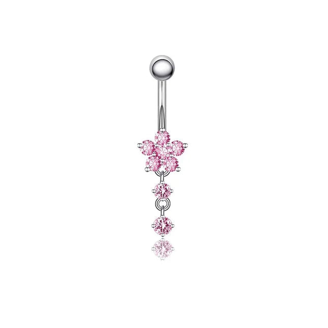 Belly Button Dangle Belly Rings Surgical Stainless Steel Cute Bow Butterfly Heart Flower Belly Button Piercing Jewelry For Women