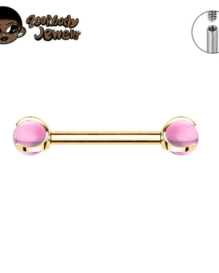 ASTM F136 Titanium Nipple Piercing 14G Internally Threaded Straight Barbell with Crystal Tongue Ring Nipple Industrial Piercing