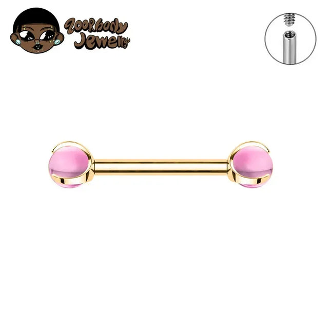 ASTM F136 Titanium Nipple Piercing 14G Internally Threaded Straight Barbell with Crystal Tongue Ring Nipple Industrial Piercing