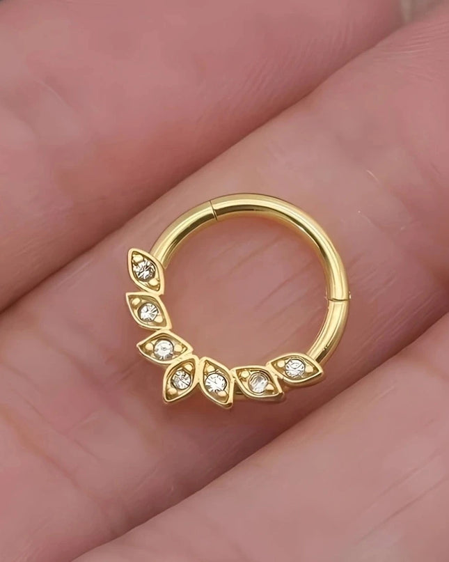 1Pc 18K Gold Plated Stainless Steel Nose Ring,Synthetic Zircon Nasal Septum Piercing Jewelry Gift Suitable Everyday Wear