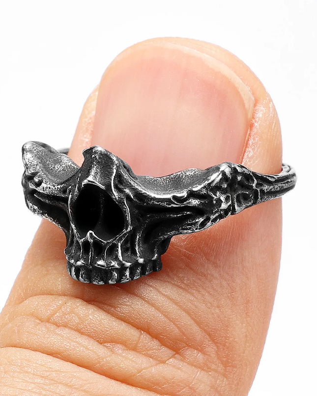 Bridge of Nose Skull Men Rings Stainless Steel Women Jewelry Punk Gothic Rock Vintage Black Fashion Accessories Gift Wholesale