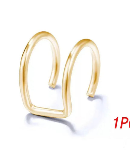 New Trending Zircon Double-layer Ear Cuff No Piercing Earring Punk Unique Metal Geometric Ear Clip for Women Y2K Jewelry 2024