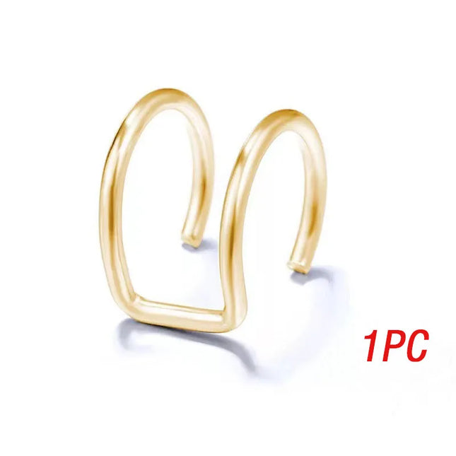 New Trending Zircon Double-layer Ear Cuff No Piercing Earring Punk Unique Metal Geometric Ear Clip for Women Y2K Jewelry 2024
