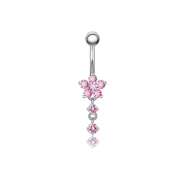 Belly Button Dangle Belly Rings Surgical Stainless Steel Cute Bow Butterfly Heart Flower Belly Button Piercing Jewelry For Women