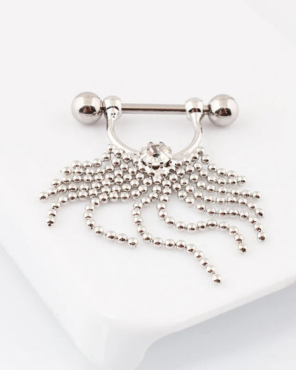 Retail 2 pieces/lot Tassel Nipple ring body Piercing jewelry 14G 316L surgical steel bar Nickel-free
