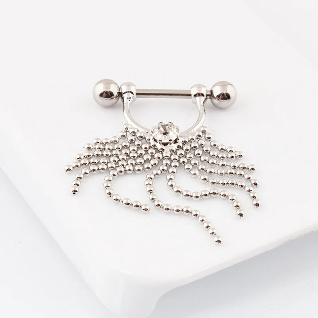 Retail 2 pieces/lot Tassel Nipple ring body Piercing jewelry 14G 316L surgical steel bar Nickel-free