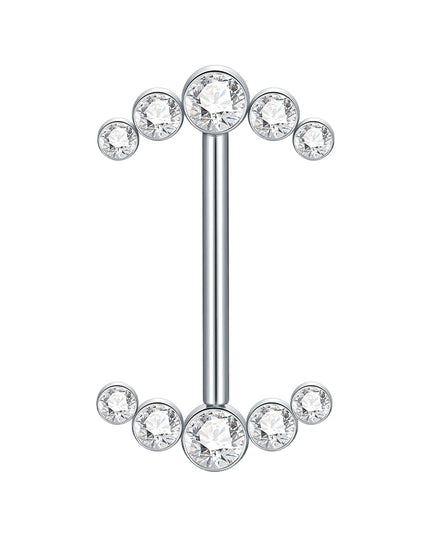 1Pc Titanium Nipple Piercing Jewelry Internally Threaded Nipple Barbell Mamilo Piercing Prong Set Heart CZ Nipple Rings Women