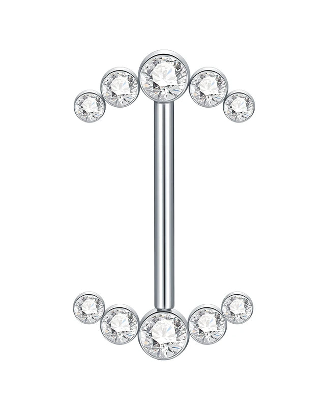 1Pc Titanium Nipple Piercing Jewelry Internally Threaded Nipple Barbell Mamilo Piercing Prong Set Heart CZ Nipple Rings Women