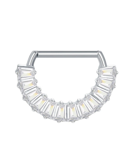 1Pc G23 Titanium CZ Zircon D Shape Nipple Piercing Ring 14G 14mm Nipple Barbell Jewelry Women Girl Nipple Shield Jewelry