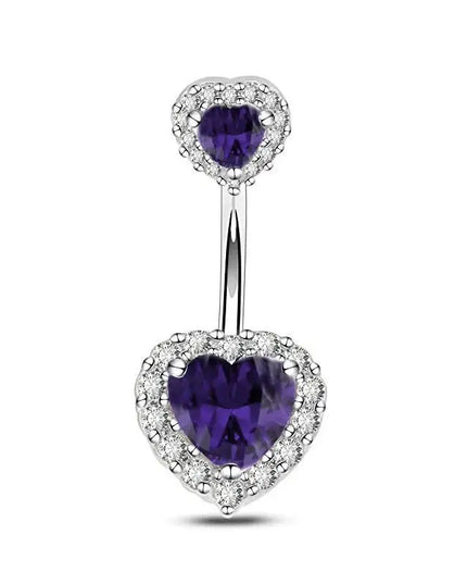 Belly Button Rings Mixed Purple Zircon Dangle Design Stainless Steel Durable Navel Rings for Daily Outfit Matching