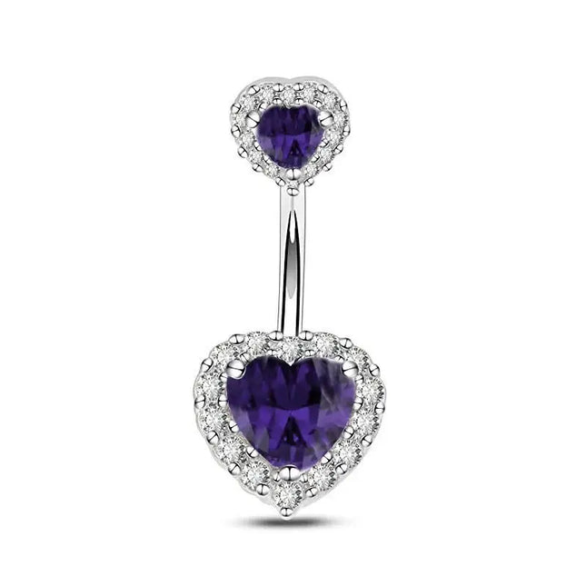 Belly Button Rings Mixed Purple Zircon Dangle Design Stainless Steel Durable Navel Rings for Daily Outfit Matching