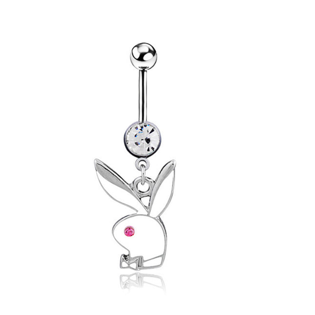 1pc Belly Button Rings Bunny Navel rings Gold color Rabbit Belly Rings for Women Gem stone Pink Bunny Fake Belly Piercing Ring