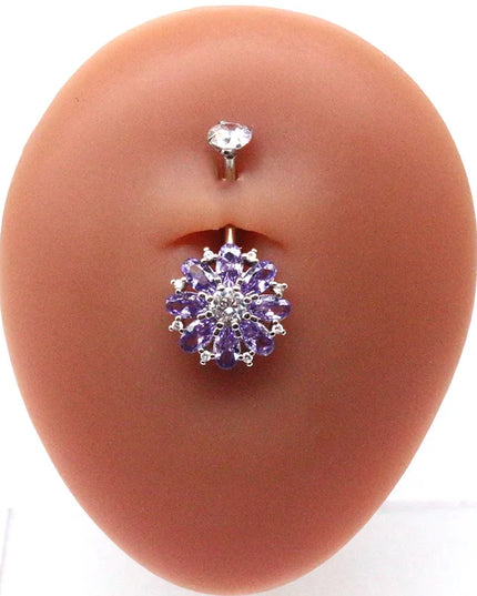 Fashion Crystal Belly Piercing Navel Ring Body Accessories Trigrams Flower Belly Button Piercing Ombligo Studs Jewelry