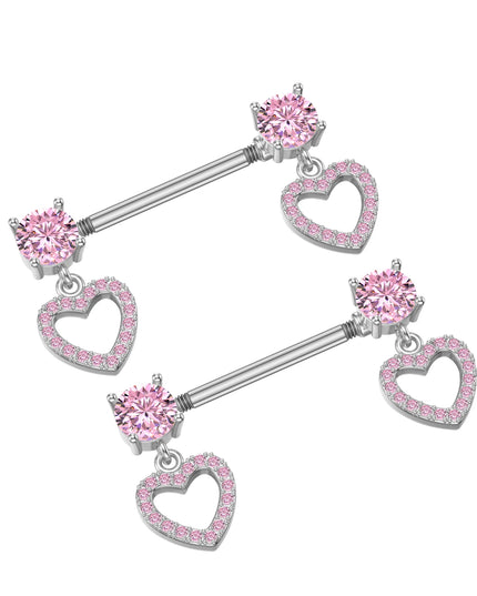 A Pair Cute Heart Dangled Nipple Piercings Barbell for Women Pink Color Moon Butterfly Shaped Sexy Nipple Rings Shield Bar Sets