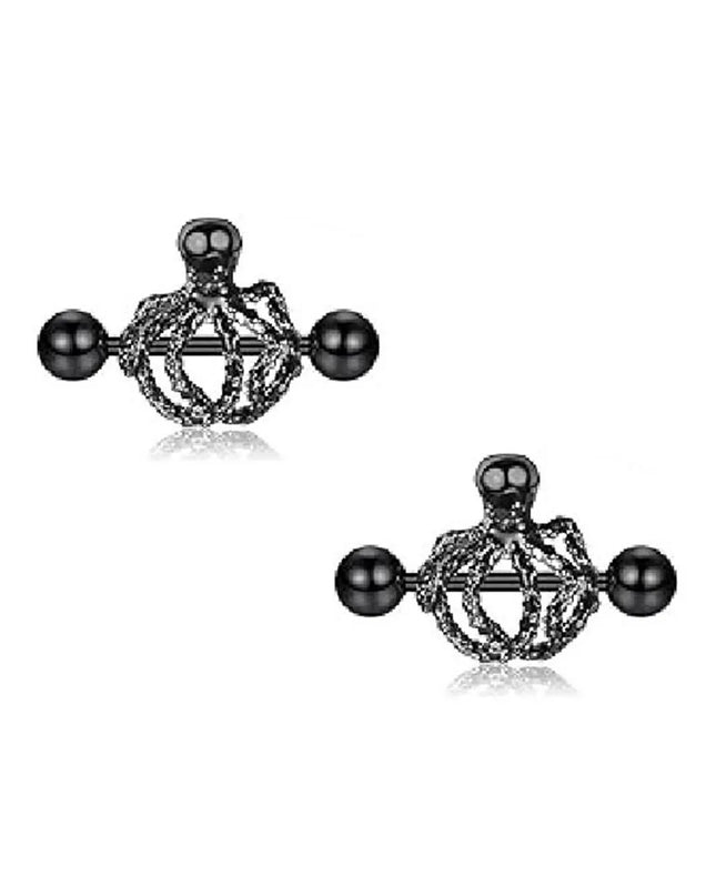 Punk rock sexy black rose nipple ring, body puncture nipple jewelry, women's sexy accessory gift