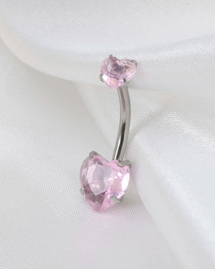 Surgical Steel Round Heart CZ Navel Belly Button Ring Piercing for women 14G Pink Purple White Zircon Belly Piercing Jewelry